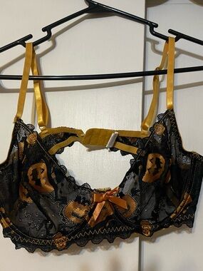 Halloween Jack O Lantern transparent lace bra